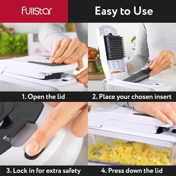 Fullstar Vegetable Chopper and Spiralizer - Food Chopper with Container, Fruit Slicer, Kitchen Gadgets & Accessories, Home Essentials (4 in 1, White) - Image 3