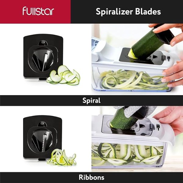 Fullstar Vegetable Chopper and Spiralizer - Food Chopper with Container, Fruit Slicer, Kitchen Gadgets & Accessories, Home Essentials (4 in 1, White) - Image 2