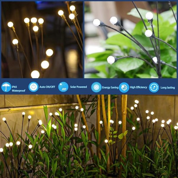 TONULAX Solar Garden Lights - New Upgraded Solar Swaying Light, Sway by Wind, Solar Outdoor Lights, Yard Patio Pathway Decoration, High Flexibility Iron Wire & Heavy Bulb Base, Warm White(2 Pack) - Image 4