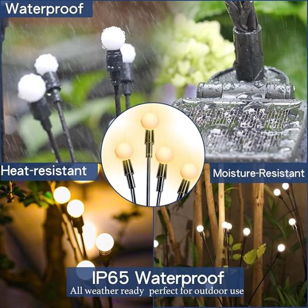 TONULAX Solar Garden Lights - New Upgraded Solar Swaying Light, Sway by Wind, Solar Outdoor Lights, Yard Patio Pathway Decoration, High Flexibility Iron Wire & Heavy Bulb Base, Warm White(2 Pack) - Image 3
